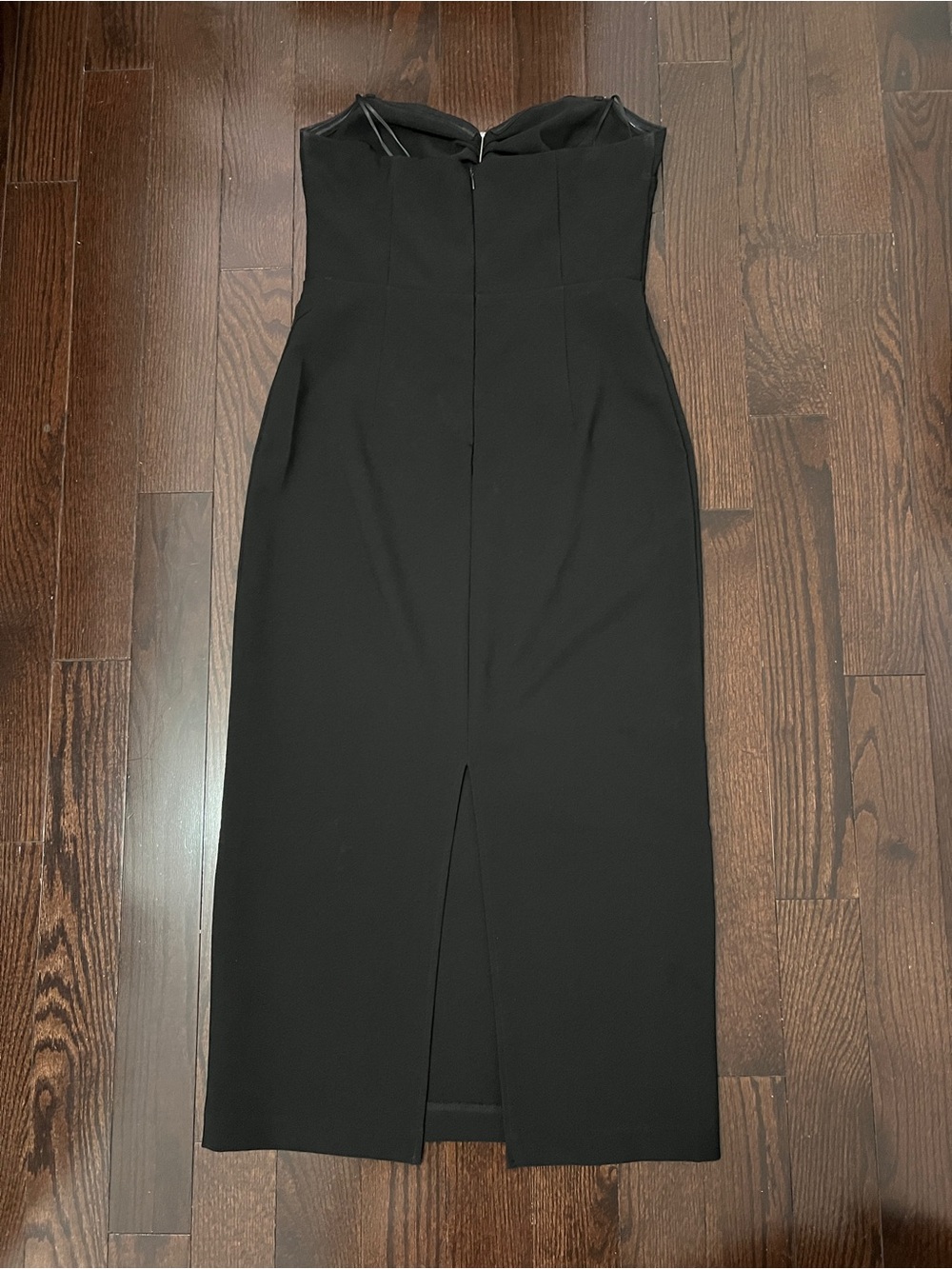 Dynamite Black Strapless Midi Dress with Rhinestone Buckle - Picture 4 of 8